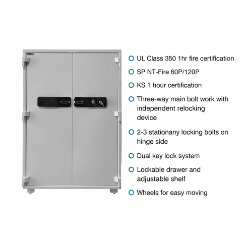 Eagle SS-700 Fire-Resistant Safe Cabinet – Grey, Dual Key Lock System