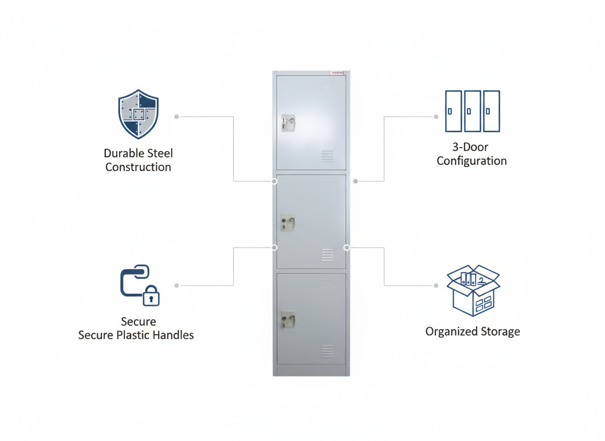 INFINI HOMES 3-Tier Steel Storage Locker Cabinet - UAE Wide Delivery