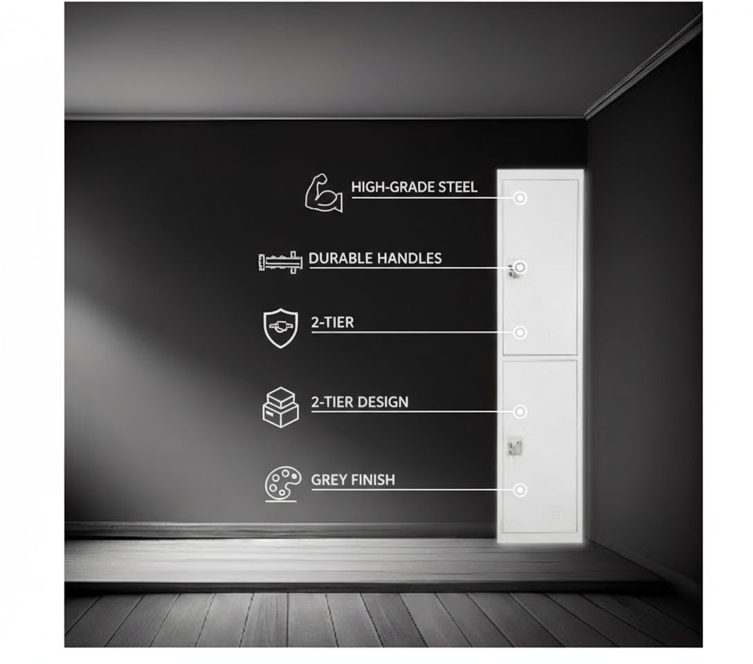 INFINI HOMES 2-Tier Steel Storage Locker Cabinet - UAE Wide Delivery