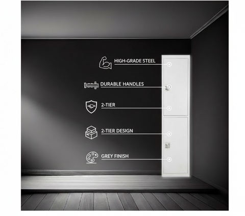 INFINI HOMES 2-Tier Steel Storage Locker Cabinet - UAE Wide Delivery