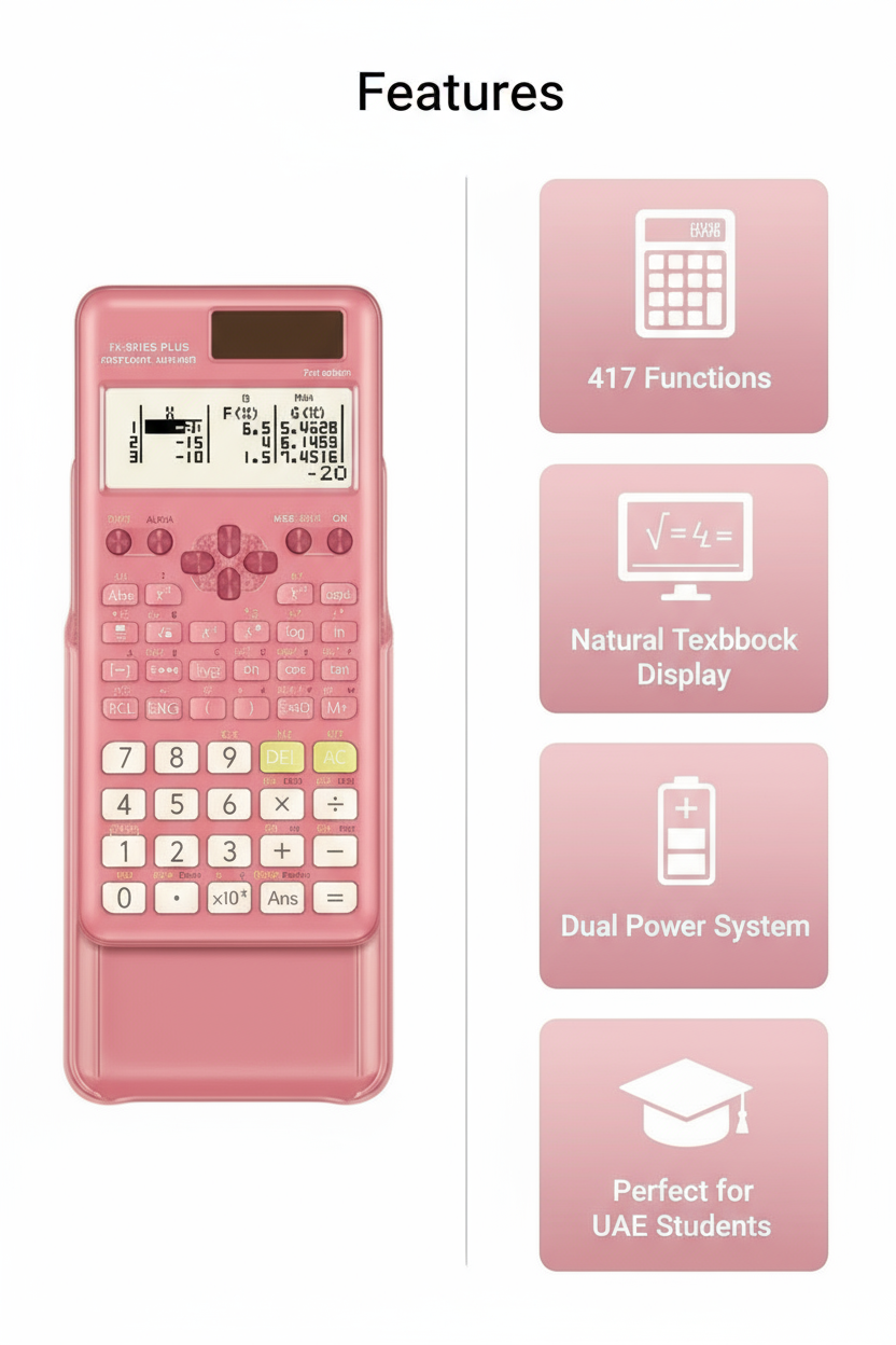Generic FX-991ES Plus Scientific Calculator Pink - 417 Functions for Students & Engineers UAE