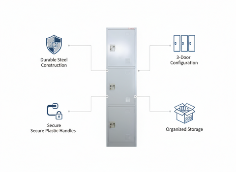 INFINI HOMES 3-Tier Steel Storage Locker Cabinet - UAE Wide Delivery