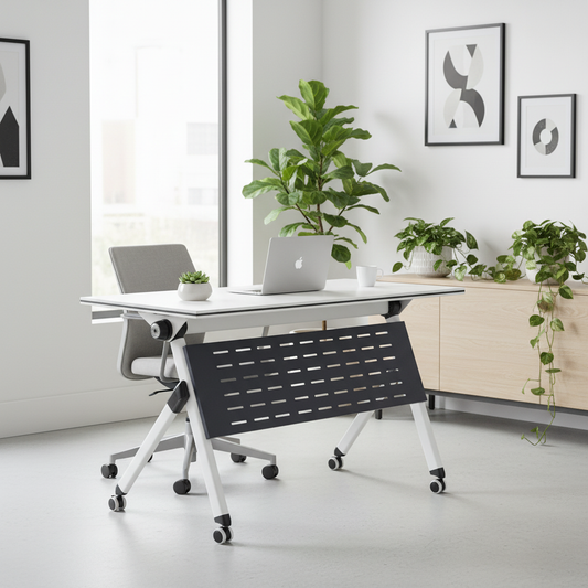 Folding Training Table with Storage | IH-TR120 | 120×60×75 cm | White