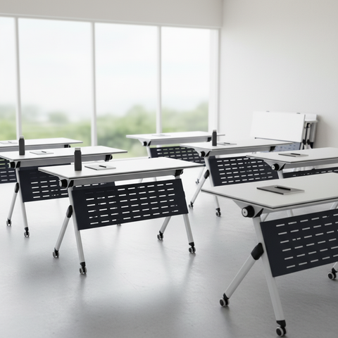 Folding Training Table with Storage | IH-TR120 | 120×60×75 cm | White