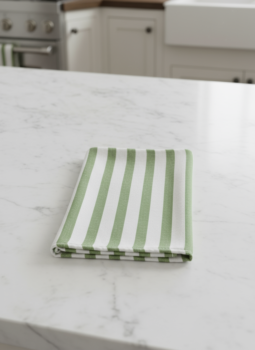INFINI HOMES Orchard Green Multi Checks Tea Towel Set - Premium Kitchen Towels UAE