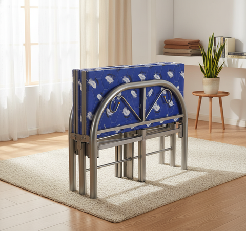 INFINI HOMES Folding Bed without Mattress 90x190 cm - Blue