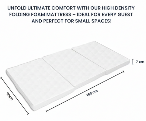 INFINI HOMES High Density Foam White Mattress - 90x180x7cm Folding
