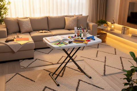 Adjustable Folding Picnic Table UAE | White Steel Legs | Dubai Abu Dhabi Sharjah