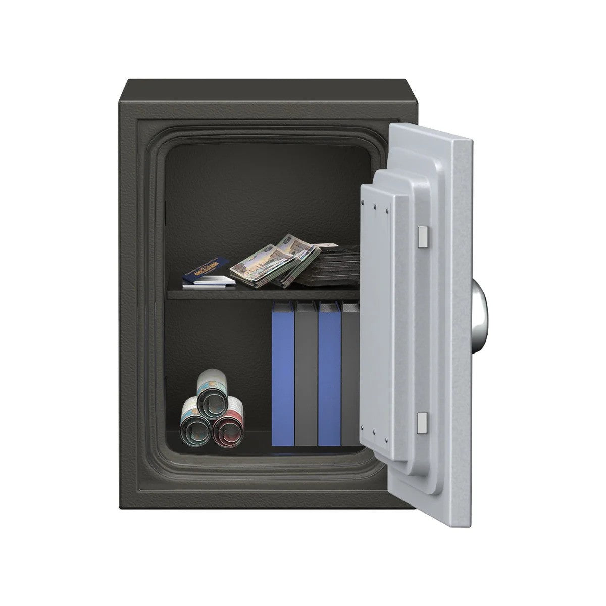 SAFIRE FR30 Fire-Resistant Safe – Grey, Dual Locking System (Key + Digital)