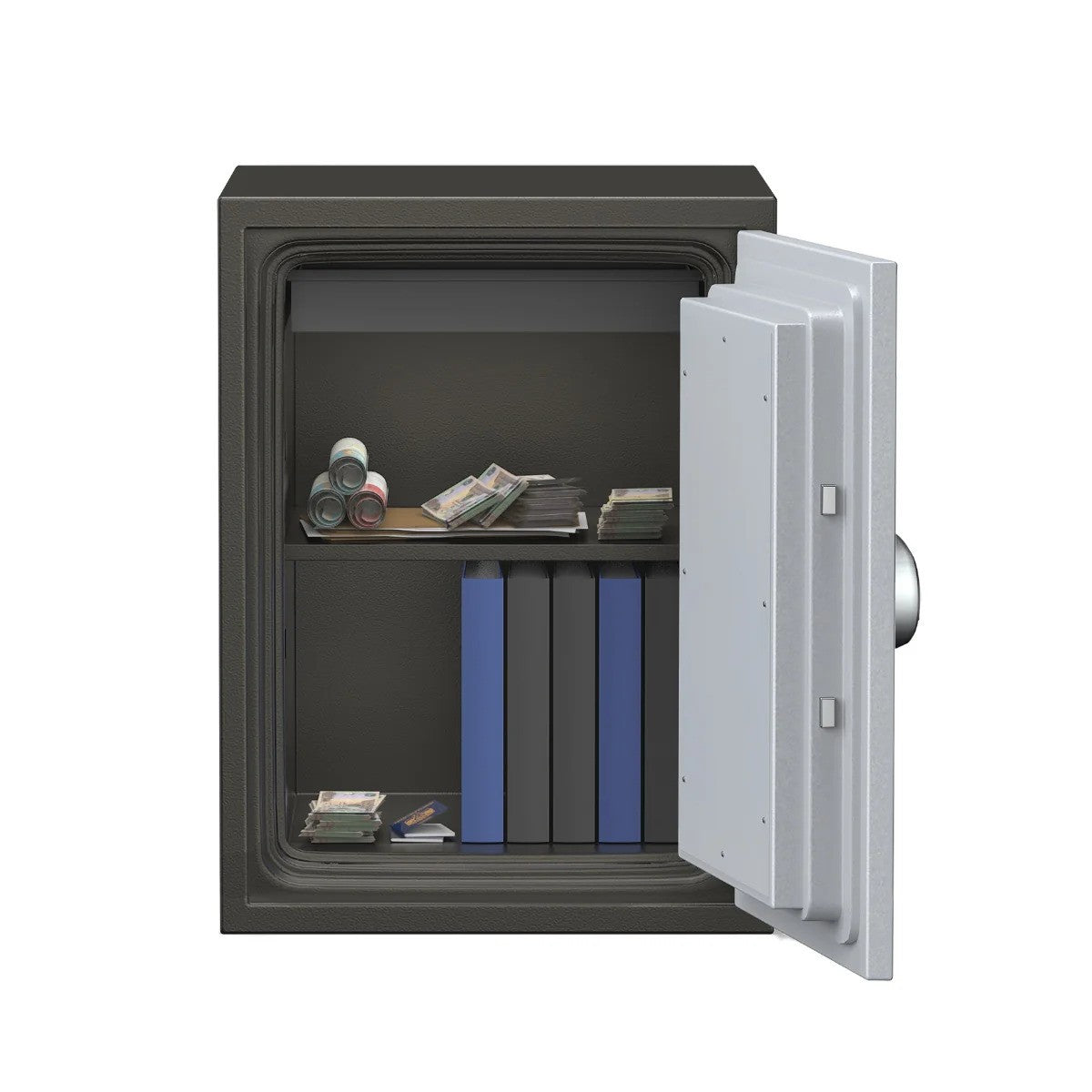 SAFIRE FR40 Fire-Resistant Safe – Grey, Dual Locking System (Key + Digital)