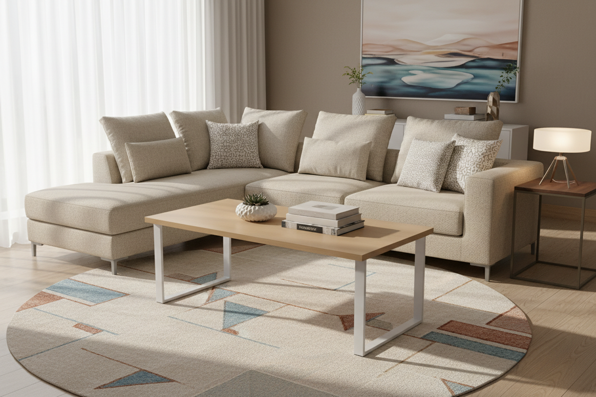 Coffee Table 120x60cm Oak & White - Modern Living Room Furniture UAE | Fast Delivery Dubai