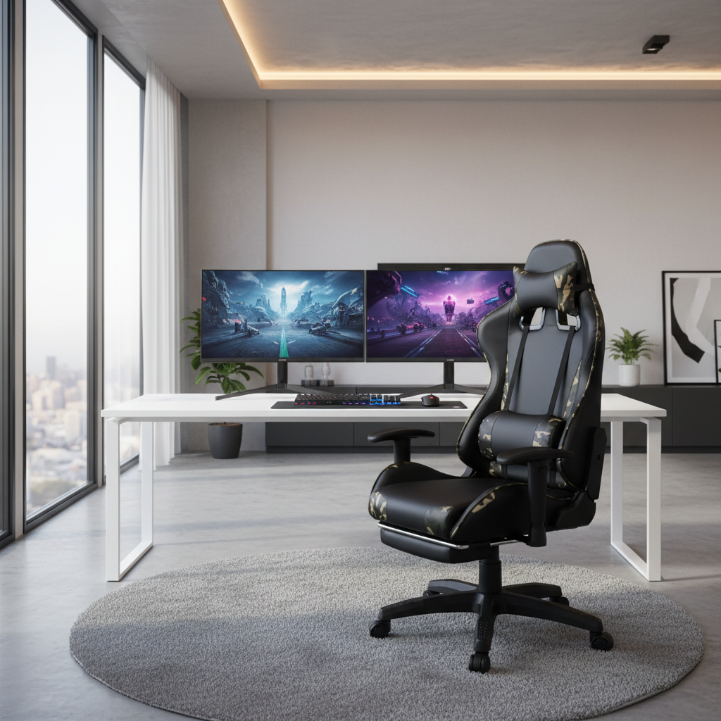 Gaming Chair IH 742 in Modern Gaming Setup – Adjustable Footrest Chair UAE | INFINI HOMES