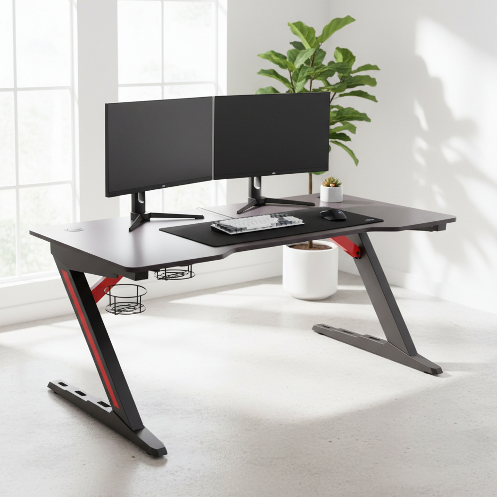 Gaming Table with LED Light Black 120x60x75cm | UAE Delivery