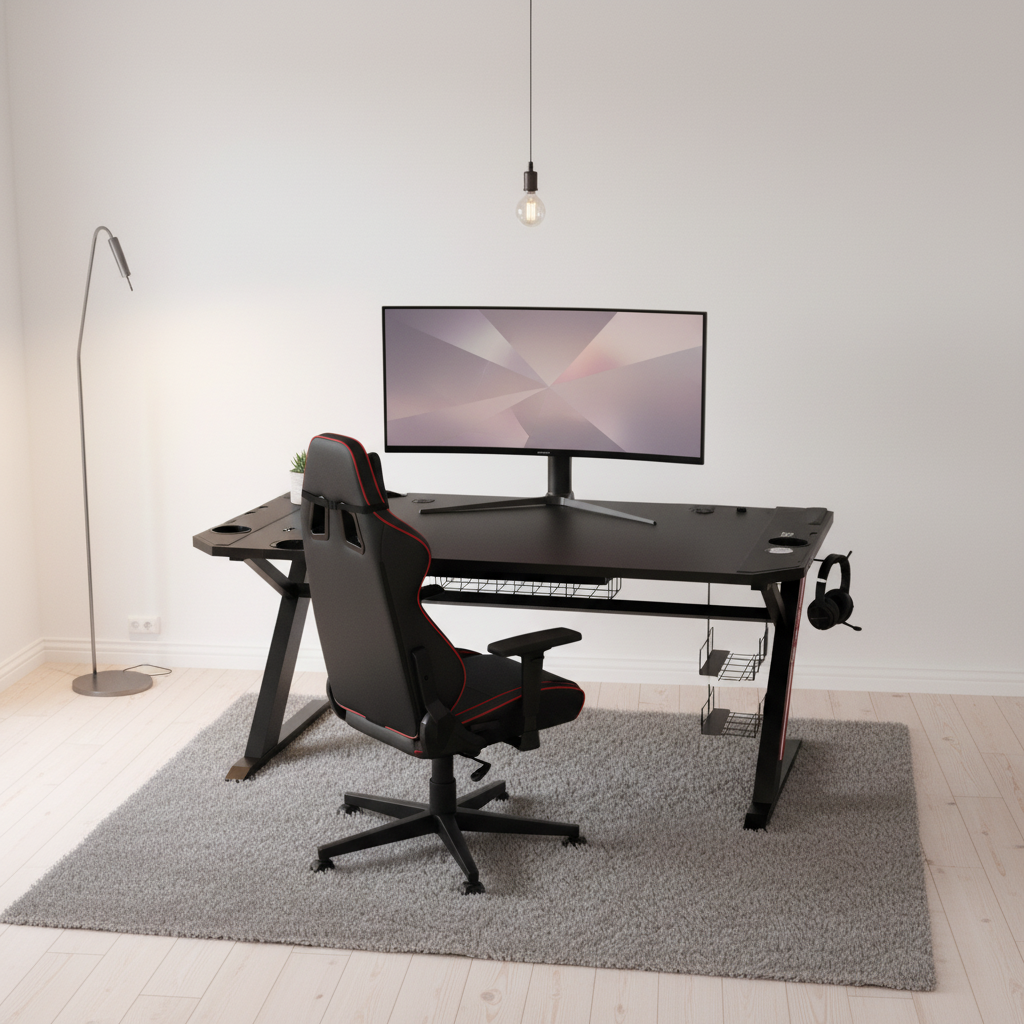 Gaming Table with LED Light Black 120x60x75cm - UAE Wide Delivery