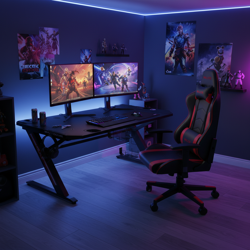 Gaming Table with LED Light Black 120x60x75cm - UAE Wide Delivery