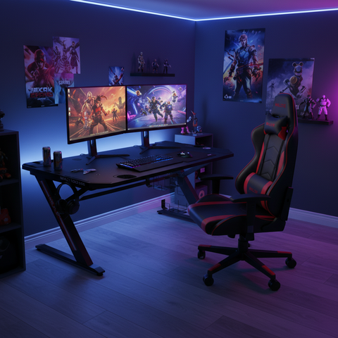 Gaming Table with LED Light Black 120x60x75cm - UAE Wide Delivery