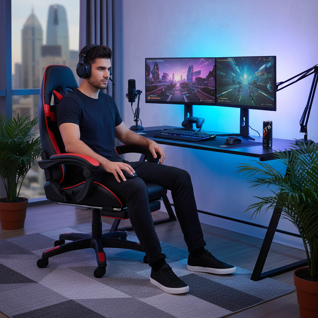 Sport Gaming Chair Black & Red | Ergonomic Office Chair UAE