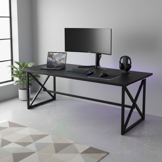 Gaming Table with LED Light Black 120x60x75cm | UAE-Wide Delivery