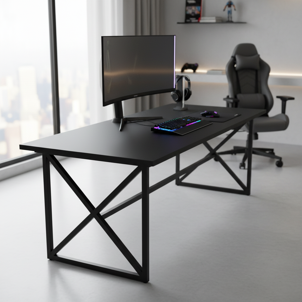 Gaming Table with LED Light Black 120x60x75cm | UAE-Wide Delivery