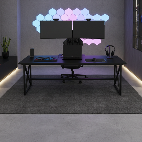 Gaming Table with LED Light Black 120x60x75cm | UAE-Wide Delivery