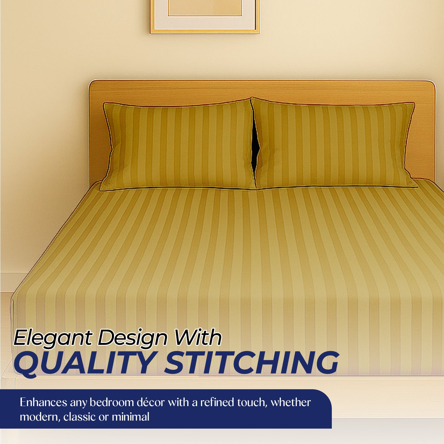 Premium Luxury Stripe Fitted Sheet 160x200cm | UAE-Wide Delivery | Dubai Abu Dhabi Sharjah