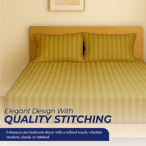 Premium Luxury Stripe Fitted Sheet 160x200cm | UAE-Wide Delivery | Dubai Abu Dhabi Sharjah