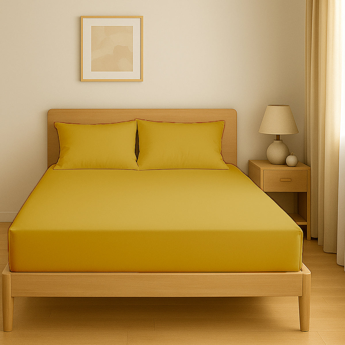 Premium Dyed Fitted Sheet Set 180x200cm UAE | Dubai Abu Dhabi Sharjah Delivery | INFINI HOMES Gold