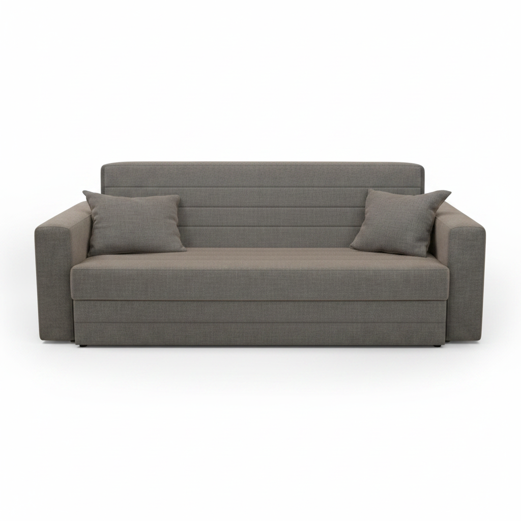 Seina Grey Fabric Sofa Cum Bed – Convertible 3-Seater with Cushions | Buy in UAE