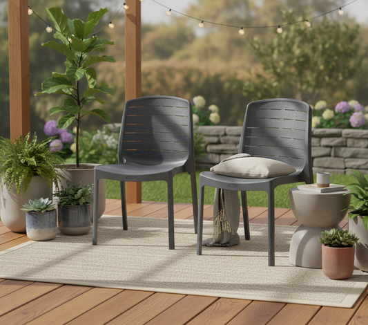 Premium Cedargrain Armless Chairs Set of 2 in Grey - Modern Outdoor Furniture UAE Dubai Abu Dhabi Sharjah