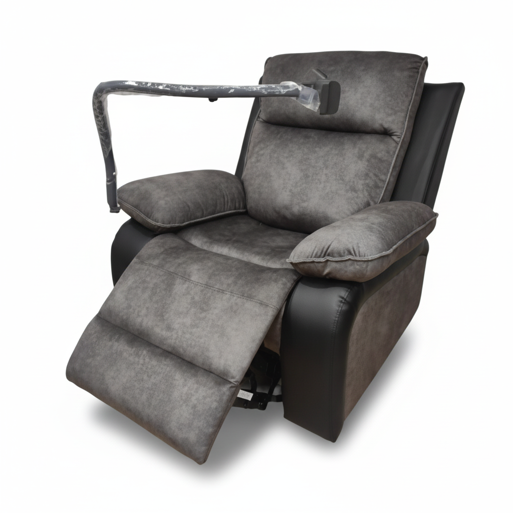 Swivel Recliner Chair with Mobile Holder | Grey Fabric Recliner UAE