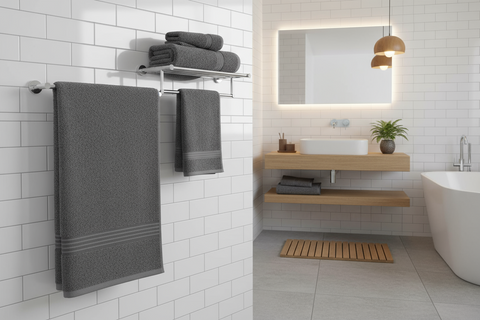 INFINI HOMES Charcoal Luxury Towel Set - Premium 100% Cotton Bath Towels UAE