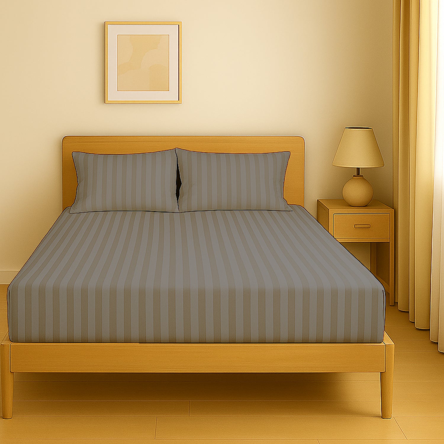 Premium Luxury Stripe Fitted Sheet 160x200cm | UAE-Wide Delivery | Dubai Abu Dhabi Sharjah