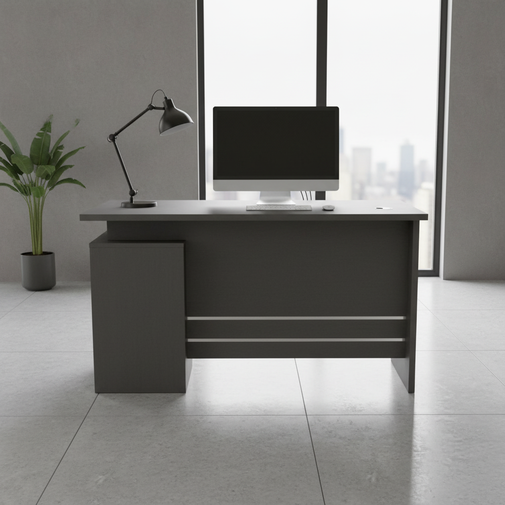 INFINI HOMES IH 5010 Office Desk 1.0M Front View with Monitor – Premium Office Furniture UAE