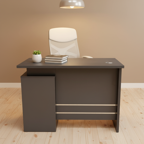 IH 5010 1.0M Office Table with White Chair – Executive Desk for Home Office Dubai Sharjah UAE