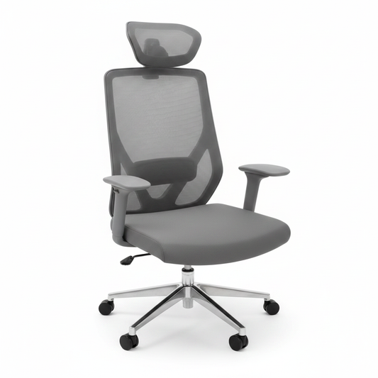 Mesh High Back Chair with Headrest & Fixed Arms | Chrome Base – IH 814