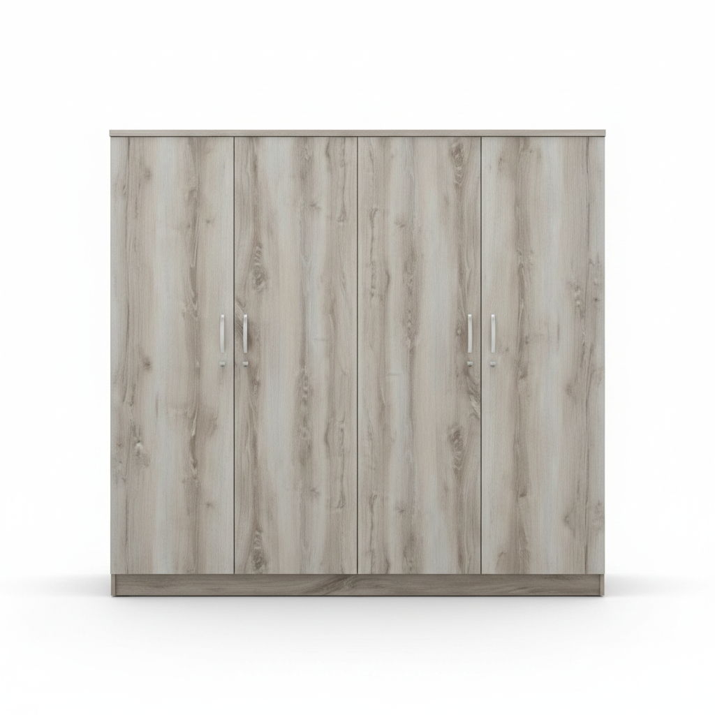 Four Door Grey Oak Wardrobe IH 944 – Premium Wooden Wardrobe – UAE Delivery Dubai Abu Dhabi