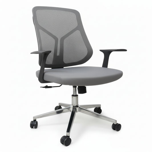 Medium Back Mesh Office Chair UAE | Ergonomic Chrome Base | Dubai Office Furniture | IH A336 GRY