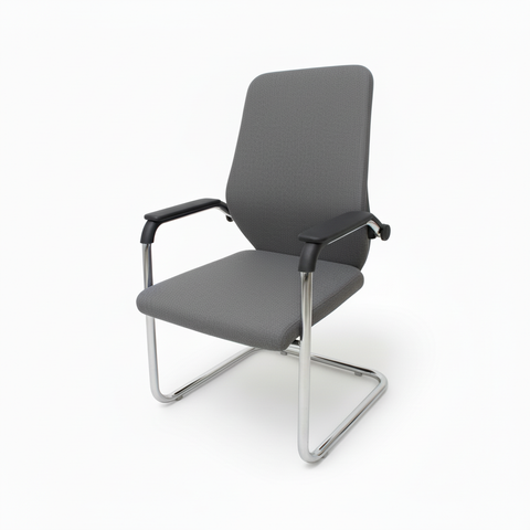 Mesh Back Visitor Chair UAE | Chrome Base Office Chair Dubai | IH 306V GRY