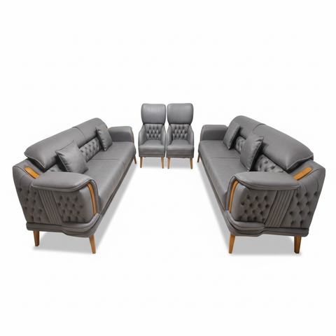 INFINI HOMES Roza Grey Sofa Set (3+3+1+1) | Premium 8-Seater Living Room Sofa UAE