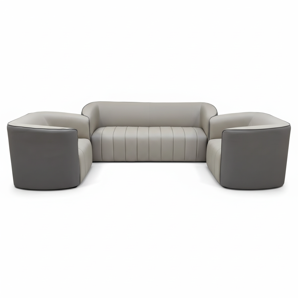 PU Sofa Set 3+1+1 | IH 2311 | Beige & Dark Grey | INFINI HOMES UAE