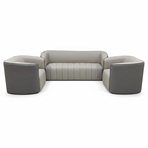 PU Sofa Set 3+1+1 | IH 2311 | Beige & Dark Grey | INFINI HOMES UAE