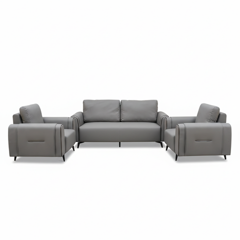Grey PU Sofa Set 3+1+1 | IH 6319 – Premium Living Room Furniture UAE