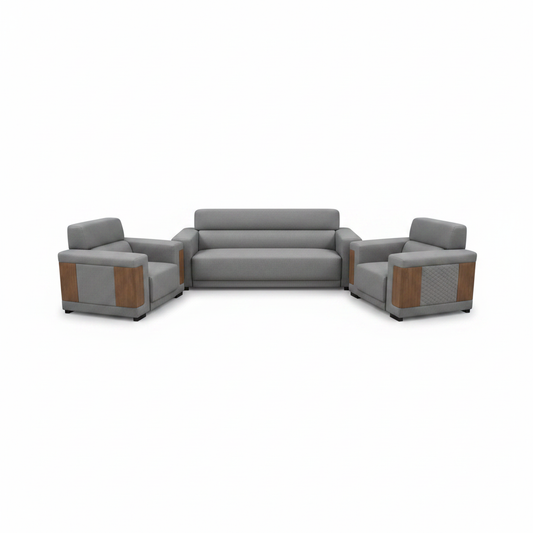 Sofa Set 3+1+1 | Grey & Dark Grey Fabric Sofa | IH 6316