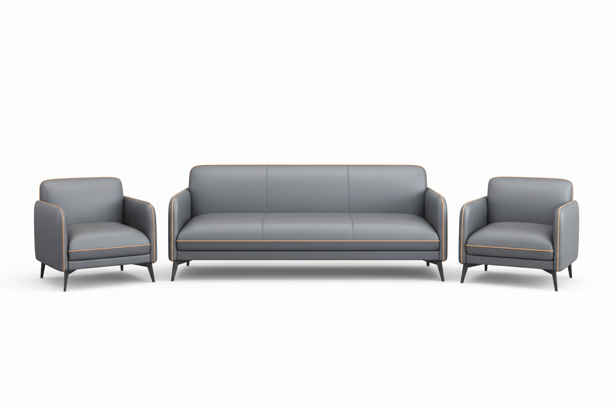 PU Sofa Set 3+1+1 | IH 8615 | Grey Living Room Sofa – INFINI HOMES UAE