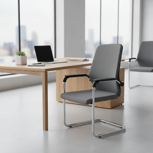Mesh Back Visitor Chair UAE | Chrome Base Office Chair Dubai | IH 306V GRY