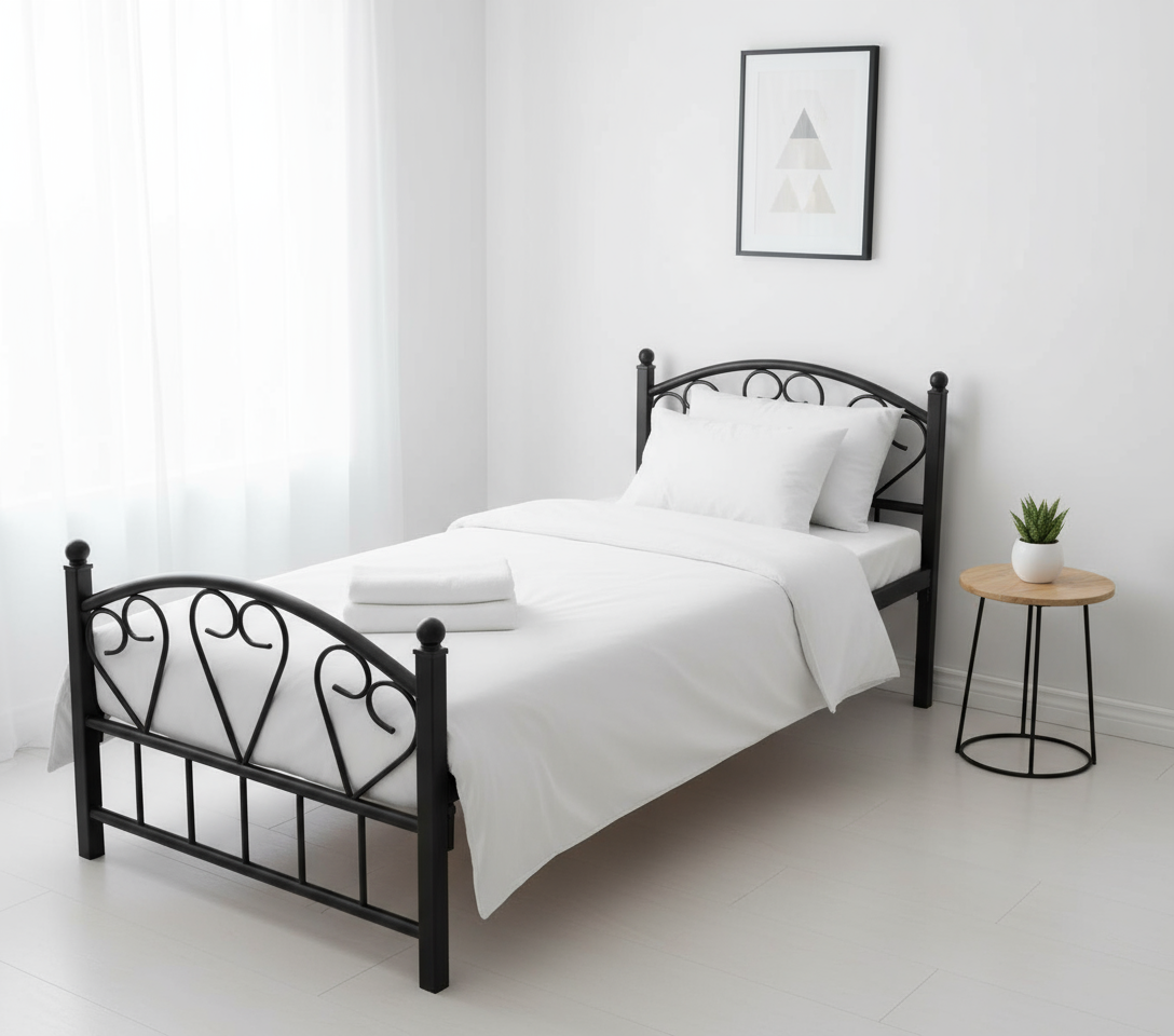 Metal Bed Frame Black Single Size UAE | INFINI HOMES Dubai Abu Dhabi Sharjah