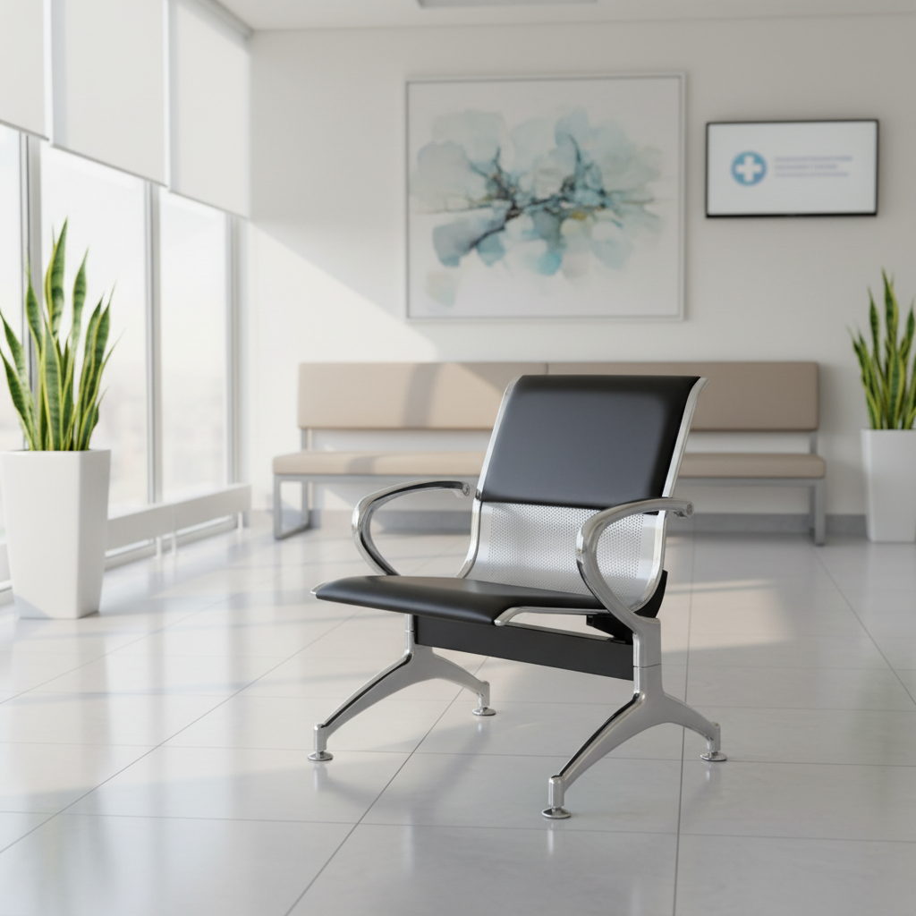 Airport Chair Steel 1-Seater Black | Premium Waiting Room Seating UAE