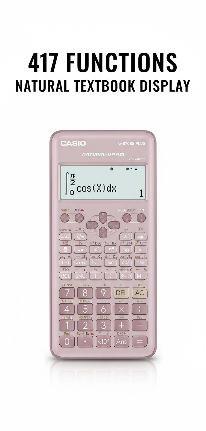 Casio FX-570ES PLUS Scientific Calculator Pink - 417 Functions | UAE Stock