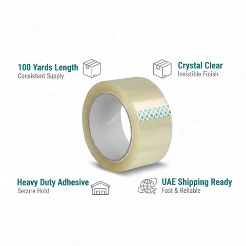 Clear Packing Tape 100 Yards - Heavy Duty Adhesive for Shipping & Packaging | INFINI HOMES UAE