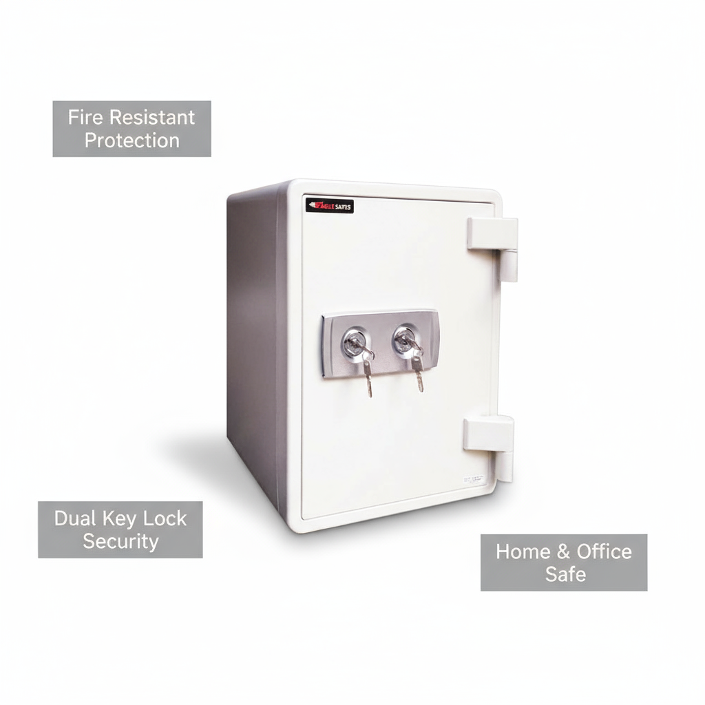 Fire Resistant Safe UAE - Eagle Safe SS-M031KK 2 Key Lock White | Home & Office Security